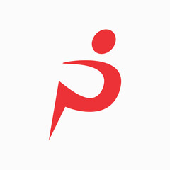 P Letter people logo vector image
