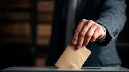 Naklejka premium Hand Placing Ballot into Voting Box for Election Concept and Symbol of Democracy and Civic Duty