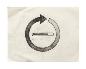 A circular arrow design symbolizing refresh or reload, featuring a progress bar element, sketched on a piece of paper.