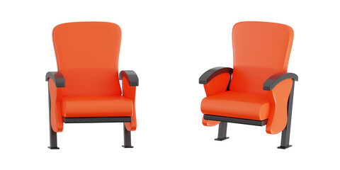 Obraz premium 3D render of single orange cinema theater seat icon