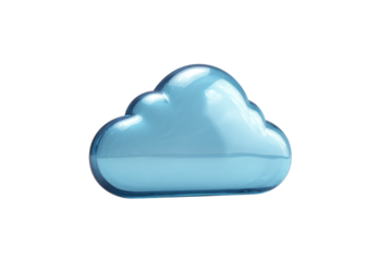 Translucent blue cloud shape with glossy highlights on black background image