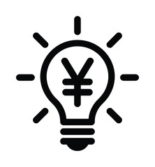 Obraz premium Vector illustration of a lightbulb with a Chinese yen symbol inside