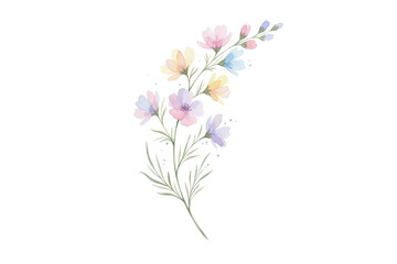 Fototapeta premium Delicate Watercolor Floral Arrangement: A Study of Pastel Flowers on a Dark Field