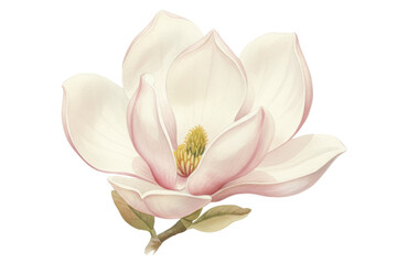Obraz premium Delicate watercolor portrayal of a blooming magnolia flower with elegant petal details