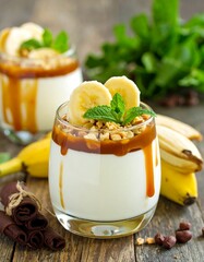 Close Two Layered Desserts Glasses