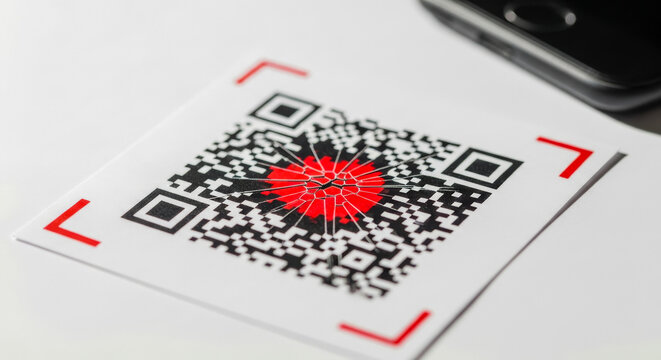 Cracked QR Code Symbolizing Security Breach or Data Error - Powered by Adobe