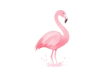 Fototapeta premium Elegant depiction of a watercolor flamingo with minimalist artistic design on dark canvas
