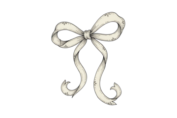 Elegant Illustration of a Hand-Drawn Bow Featuring Intricate Details on a Dark Field