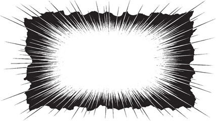 Naklejka premium Dynamic black and white comic book style explosion frame with radiating lines.