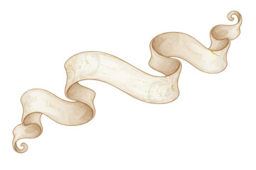 Obraz premium Elegant Scroll Banner with Ornate Decorations, Isolated on a Dark Surface, Artistic Concept