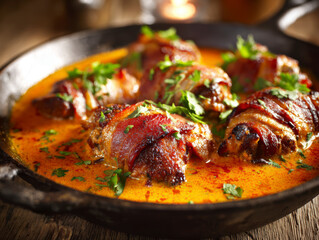 : Bacon Wrapped Chicken in Creamy Sauce &ndash; AI generative