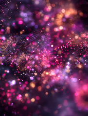 Pink Purple Fireworks Celebration Background &ndash; Generative AI