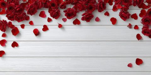 Romantic Roses Wooden Background &ndash; AI generative