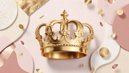 Golden crown with refined curves and elegant background for International Women&rsquo;s Day  