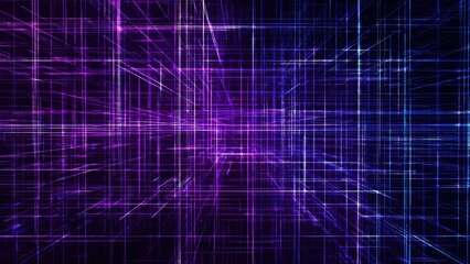 Abstract grid with purple and blue light