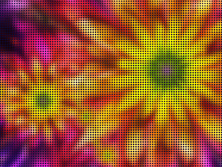 Abstract vector illustration featuring blurred flowers in halftone style. Perfect for backgrounds, prints, or creative projects needing a vibrant touch.