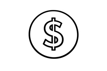 Obraz premium Dollar sign icon outlining money and finance concept, symbolizing wealth, investment, and business on transparent background