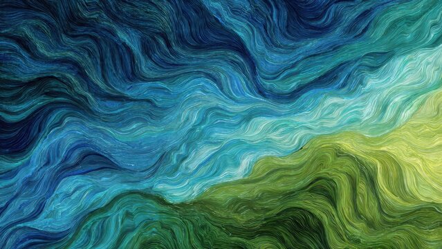 Abstract Swirls of Blue, Green, and Yellow - Powered by Adobe