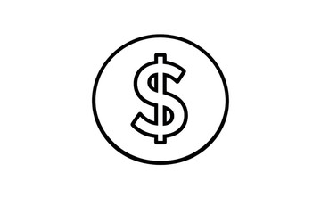Obraz premium Dollar sign inside a circle, symbolizing money, payment, and wealth. Black outline on a transparent background