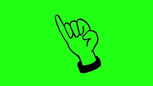 4K Hand drawn pinky swear symbol hand gesture frame by frame animation on chroma key green screen background.