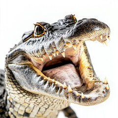 Obraz premium crocodile with open mouth isolated on white background.
