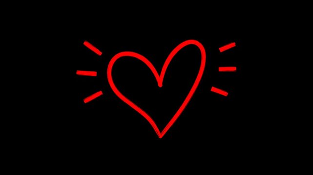 Stop motion animation, hand-drawn doodle heart with accent marks seamless loop 4k