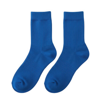 Bright blue socks isolated on transparent background