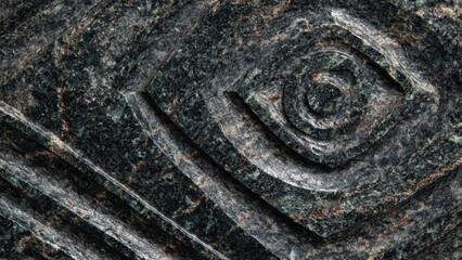 Dark stone texture with carved spiral pattern