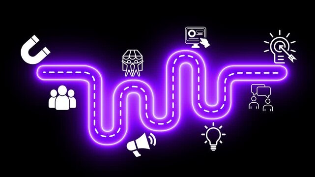 Experiential marketing strategy, customer engagement idea on the transparent background. Motion graphics of online marketing strategy concept. 4k video animation.