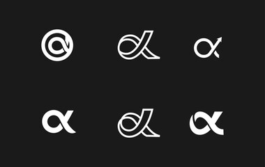 Alpha symbol logo black white design template