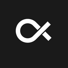 Alpha symbol logo black white design template