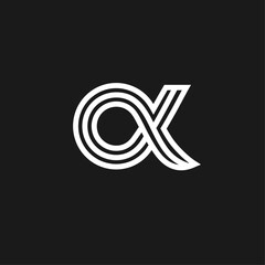 Alpha symbol logo black white design template