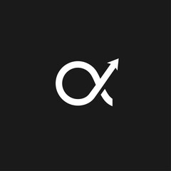 Alpha symbol logo black white design template