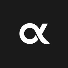 Alpha symbol logo black white design template