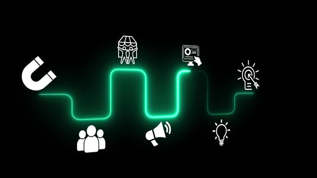 Experiential marketing strategy, customer engagement idea on the transparent background. Motion graphics of online marketing strategy concept. 4k video animation.