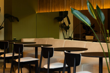 cafe indoor space warm light empty interior design cozy