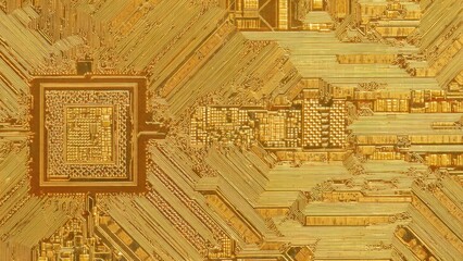 Fototapeta premium Golden Computer Circuit Board Pattern