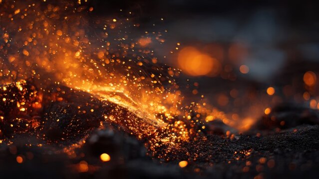 Glowing embers and ash