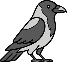 Obraz premium A stylized, cartoonish bird with grey and light grey plumage