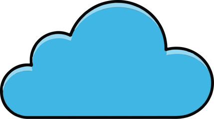 Fototapeta premium A stylized, cartoonish blue cloud with a black outline and subtle shading