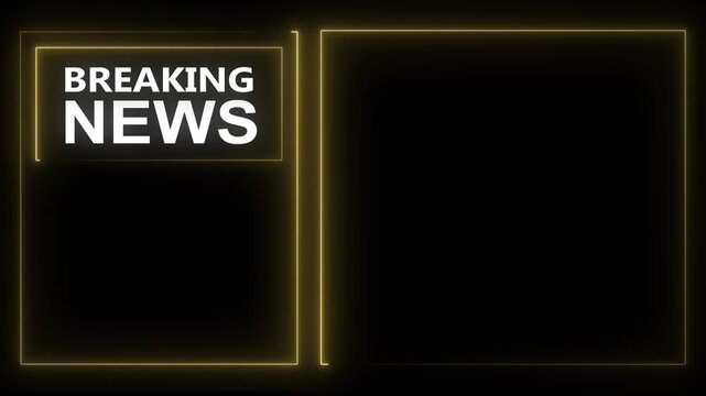 Breaking News Template Neon Glowing Frames Black Background News Broadcast Overlay