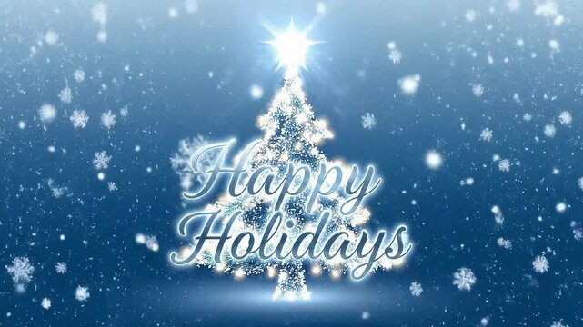 A festive Christmas card design featuring a decorative fir tree and snowflakes for a merry holiday winter celebration greeting