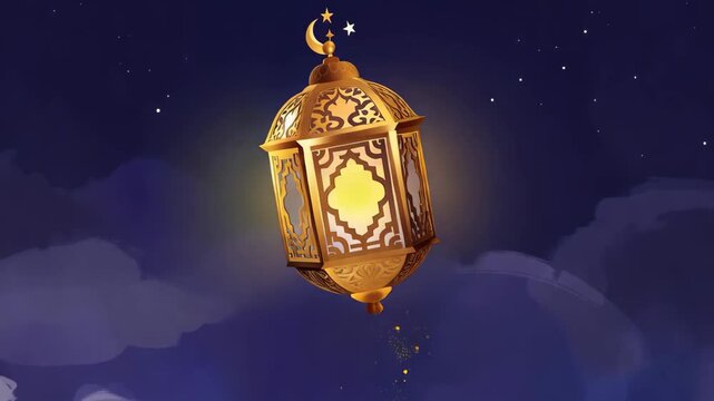 Islamic ramadan lantern watercolor animation for ramadan kareem or eid mubarak celebration background display