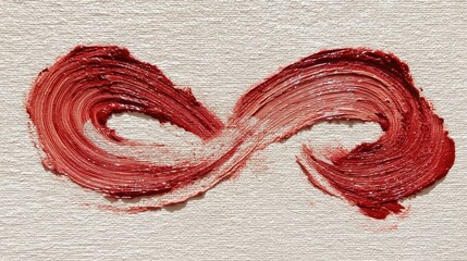 Abstract red scribble forming an infinity loop on a textured noisy background.
