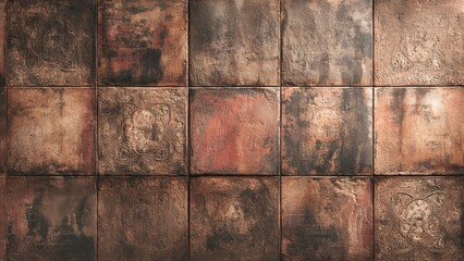 Rustic Brown Tiles with Aged Texture Background