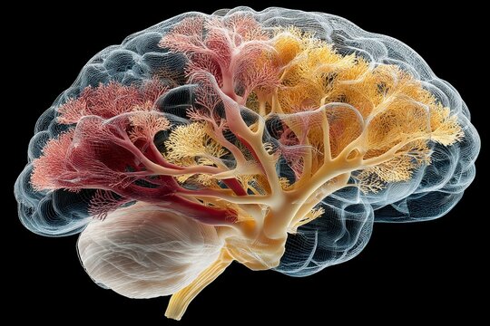 Intricate Neural Pathways and Structures of a Human Brain Model