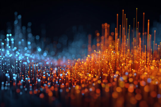 Abstract data flow, blue and orange - Powered by Adobe