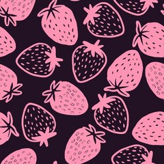 Dark Strawberry Valentine Seamless Pattern Background