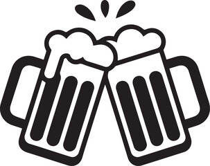 A celebratory image of two full beer mugs clinking together