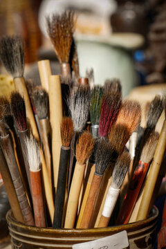 set of brushes for painting